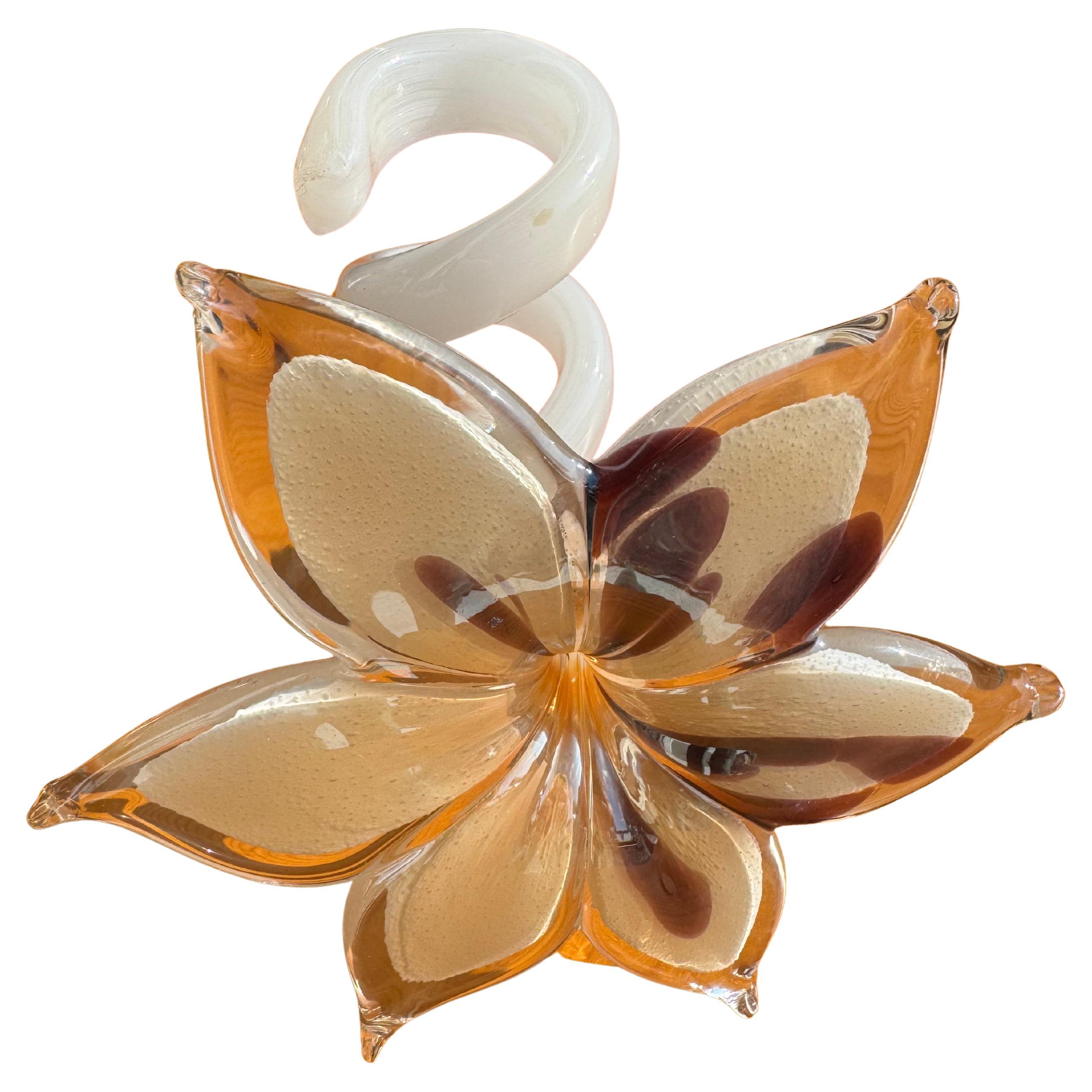 Murano Beige Handblown Flower 5.5"