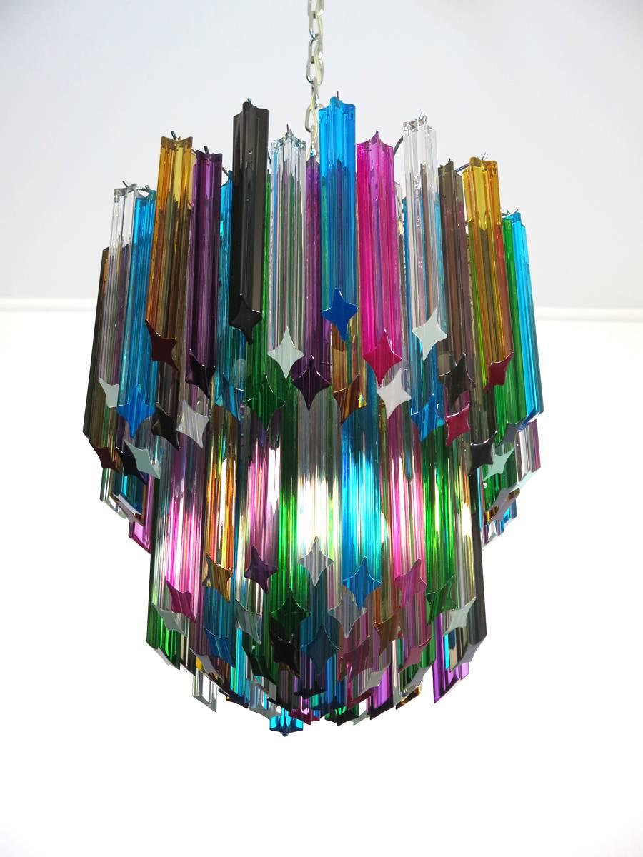 Murano Big Chandelier, 107 Transparent Prism Quadriedri, Elena Model In Good Condition In Gaiarine Frazione Francenigo (TV), IT