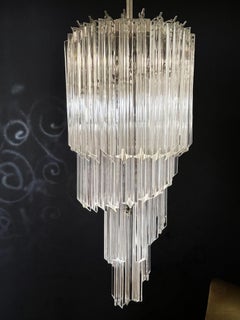 Murano Big Chandelier in the Manner of Venini, 54 Quadriedri Prisms