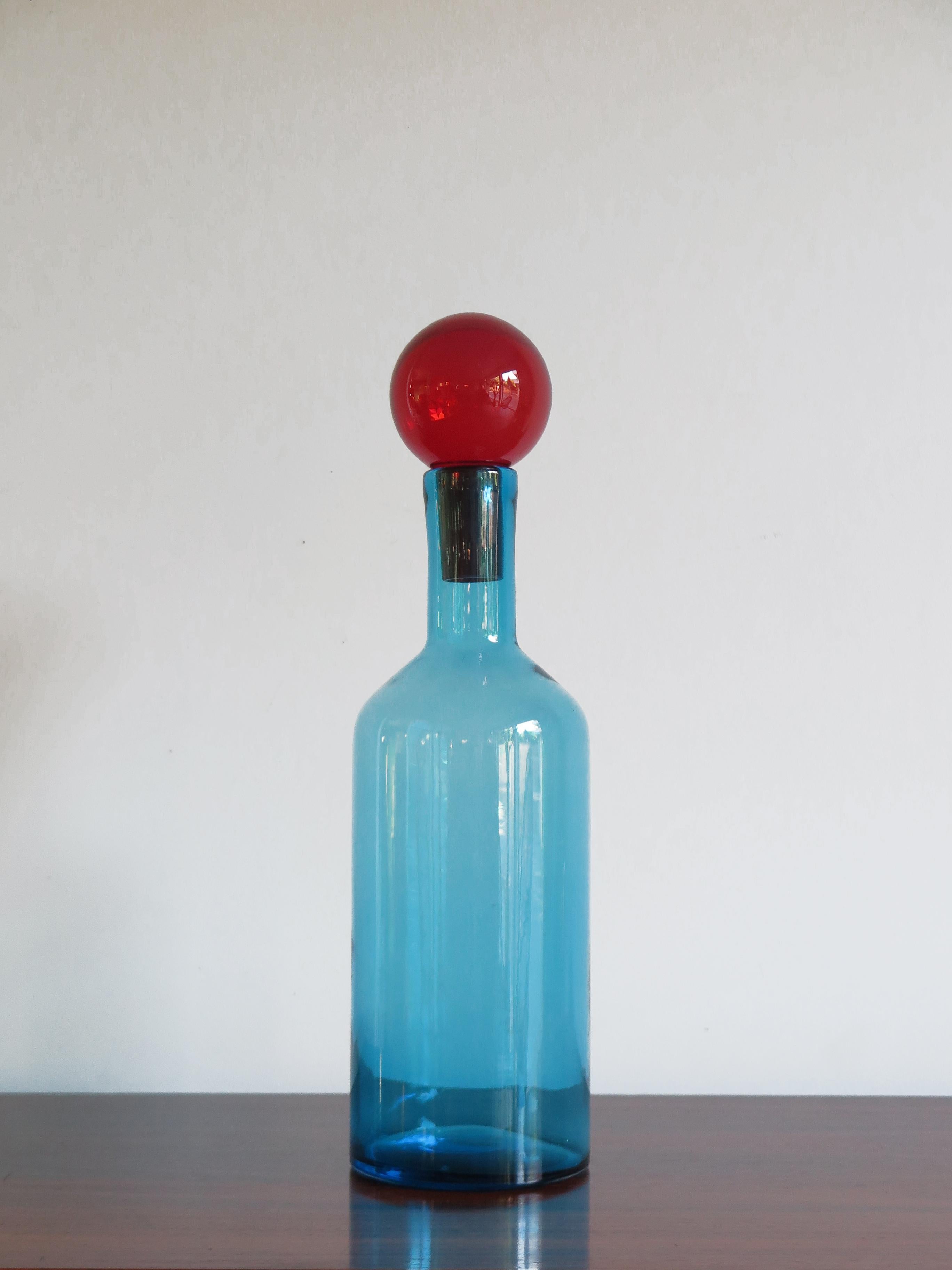 Murano Big Italian Modern Green, Red, Blue Blown Glass Bottles Vases, 2000s 10
