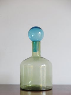 Murano Big Italian Modern Green, Red, Blue Blown Glass Bottles Vases, 2000s