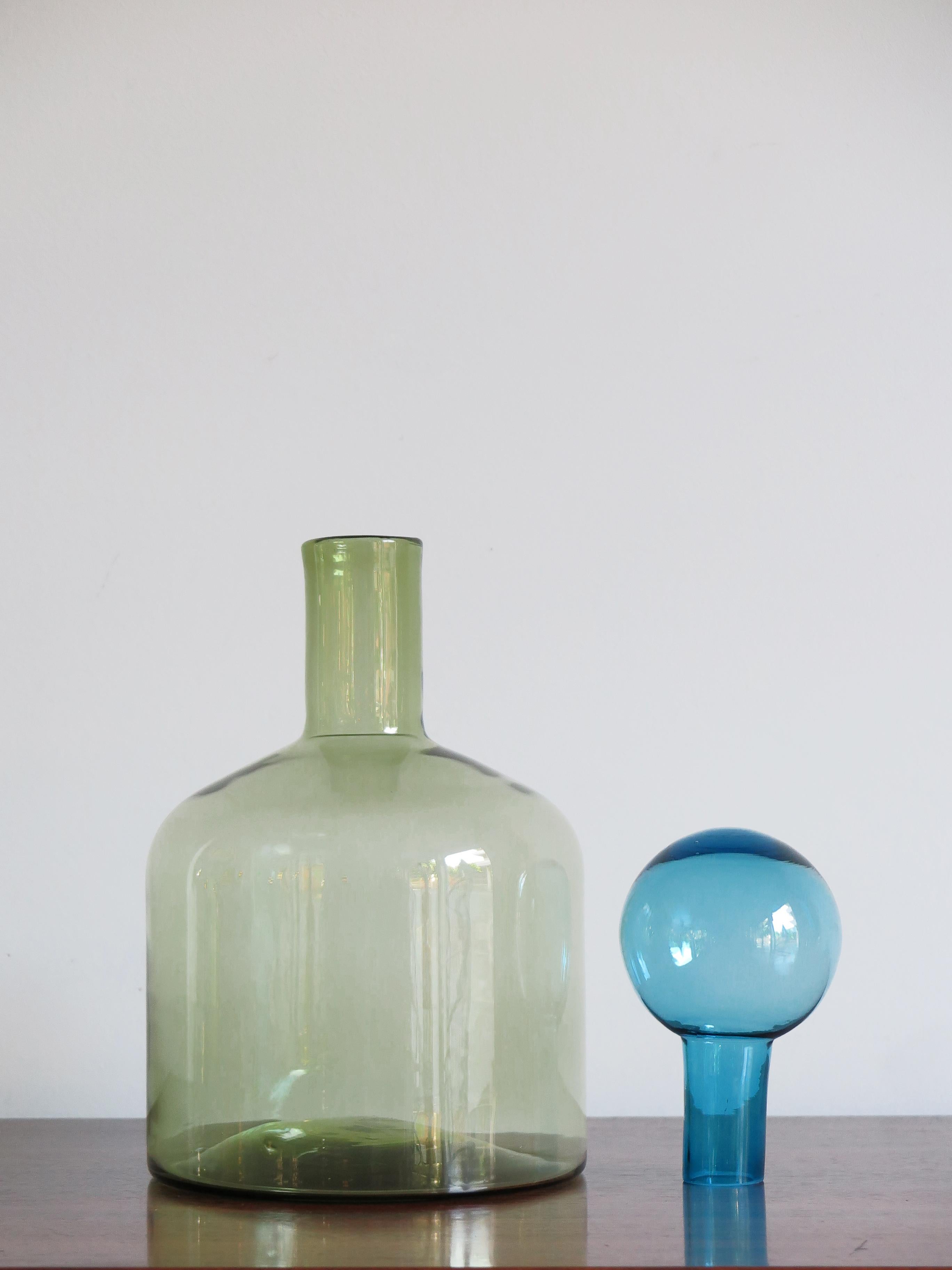 Murano Big Italian Modern Green, Red, Blue Blown Glass Bottles Vases, 2000s In Excellent Condition In Reggio Emilia, IT