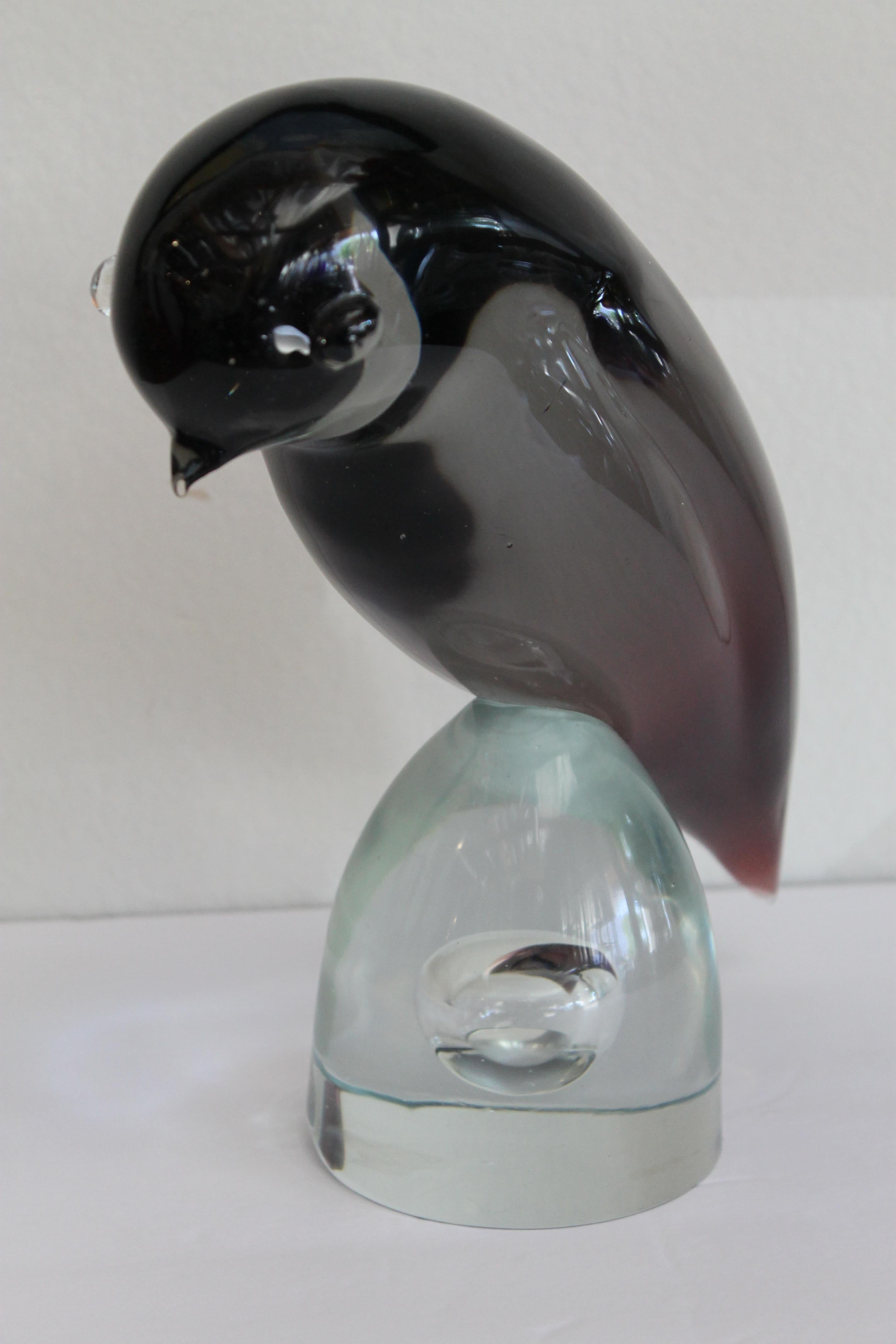 Mid-Century Modern Murano Bird on Bullet Stand For Sale