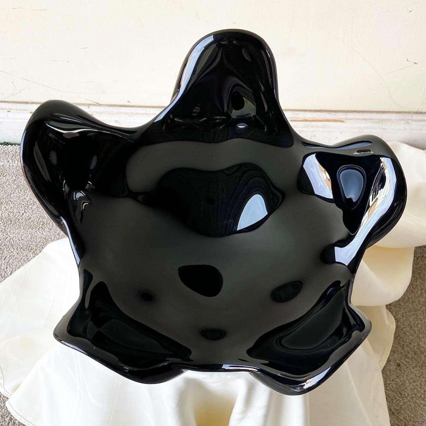 Italian Murano Black Amethyst Glass Bowl by Seguso for Oggetti For Sale