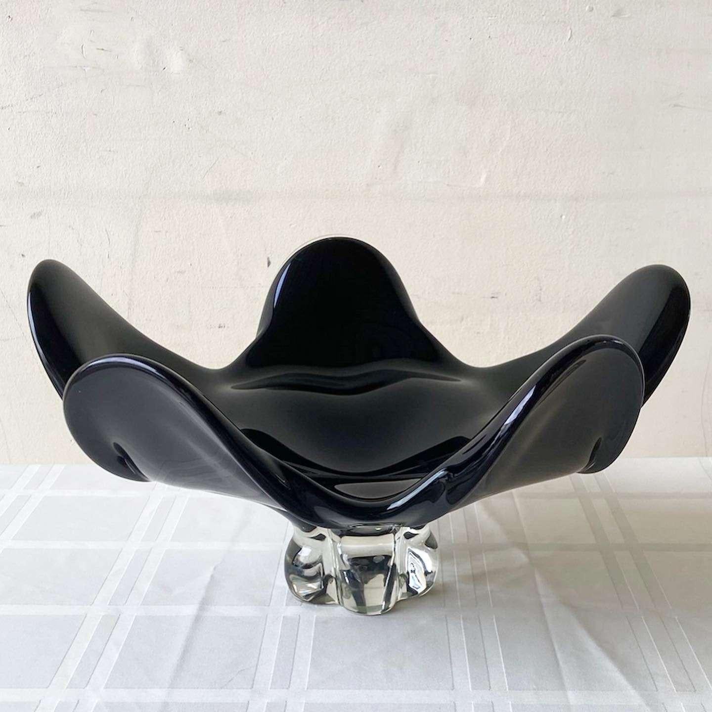 Murano Black Amethyst Glass Bowl by Seguso for Oggetti For Sale 2