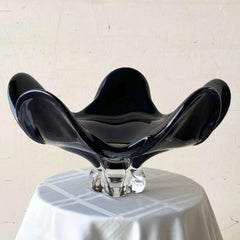 Murano Black Amethyst Glass Bowl by Seguso for Oggetti