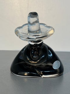 Murano Black and Clear Art Glass Figure with a Transparent Hat