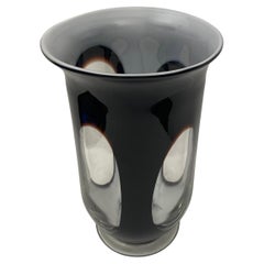 Murano Black and Clear Art Glass Vase