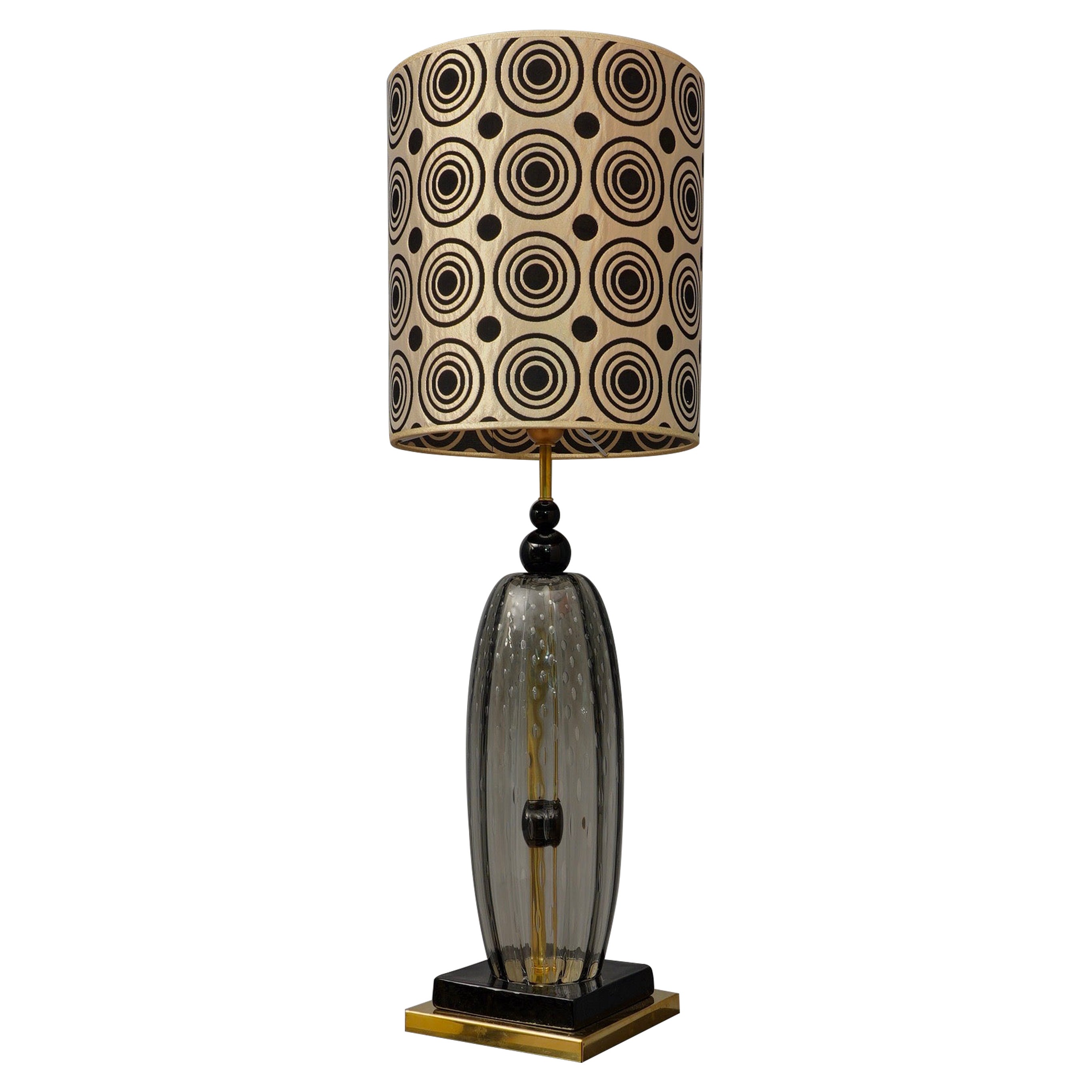 Murano Black and Smoky Color Blown Glass Midcentury Table Lamps, 1970