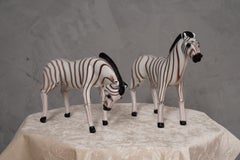 Murano Glass Zebra Sculptures, Black and White Art Glass, Italy, 1980