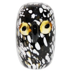 Murano Black and White Owl, circa 1960 Excellent Condition, Italy