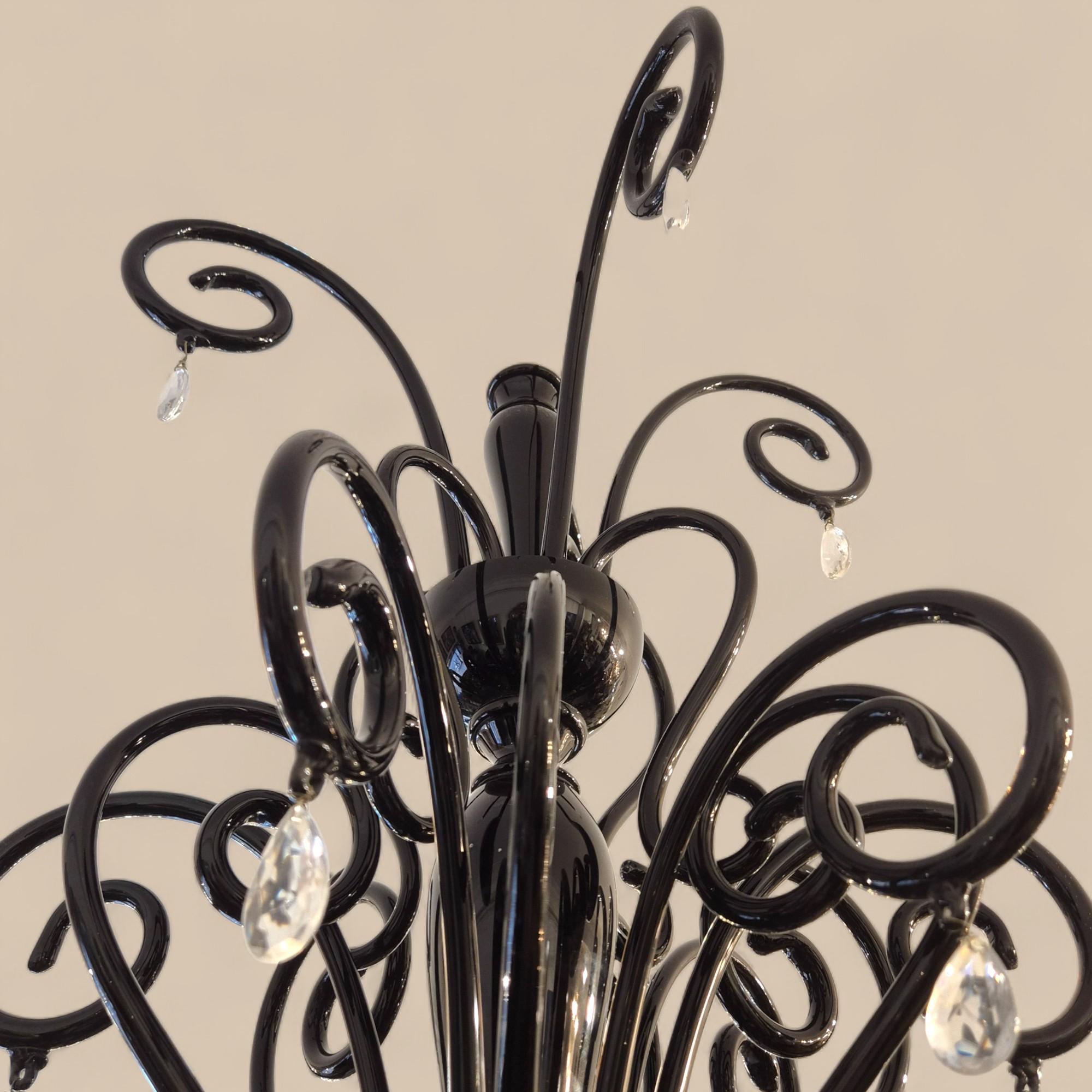 Lustre à 6 lumières en verre noir de Murano, par Gianni & Loris Signoretto pour Fendi en vente 2