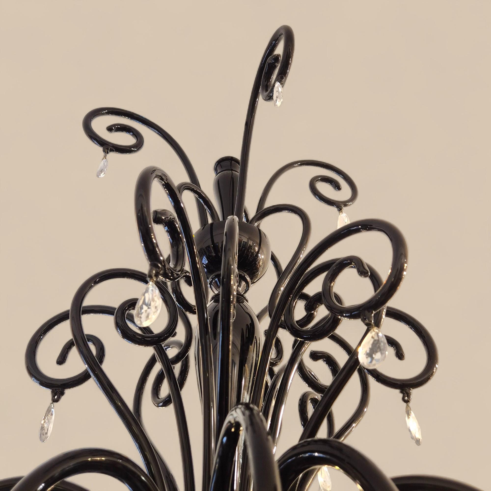 Lustre à 6 lumières en verre noir de Murano, par Gianni & Loris Signoretto pour Fendi en vente 3