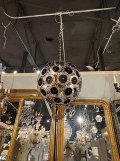 Murano Black Glass Disc Sputnik Chandelier