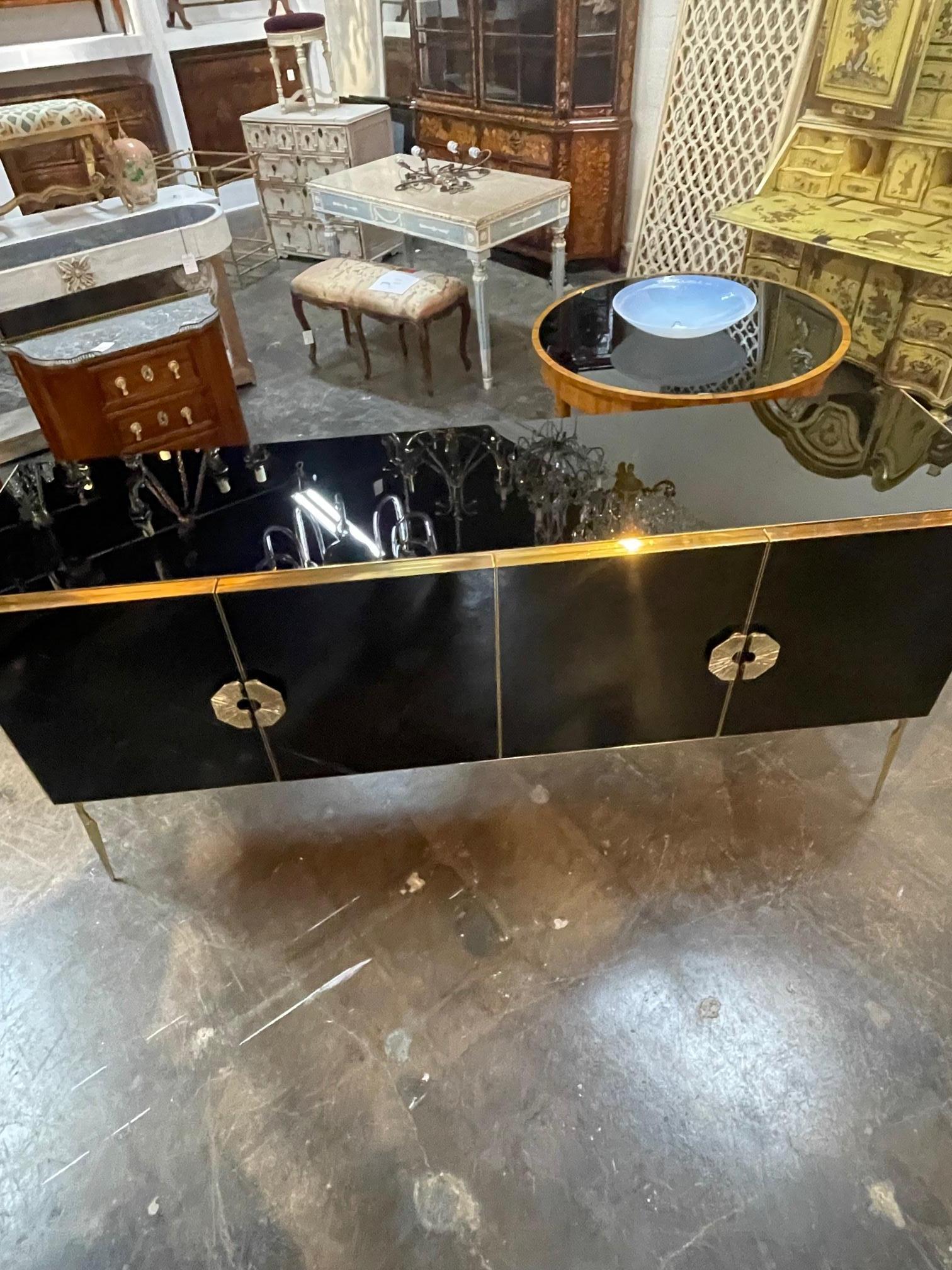 Murano Black Glass Sideboard In Good Condition For Sale In Dallas, TX