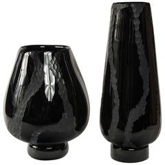 Murano Black Glass Vases, Italy