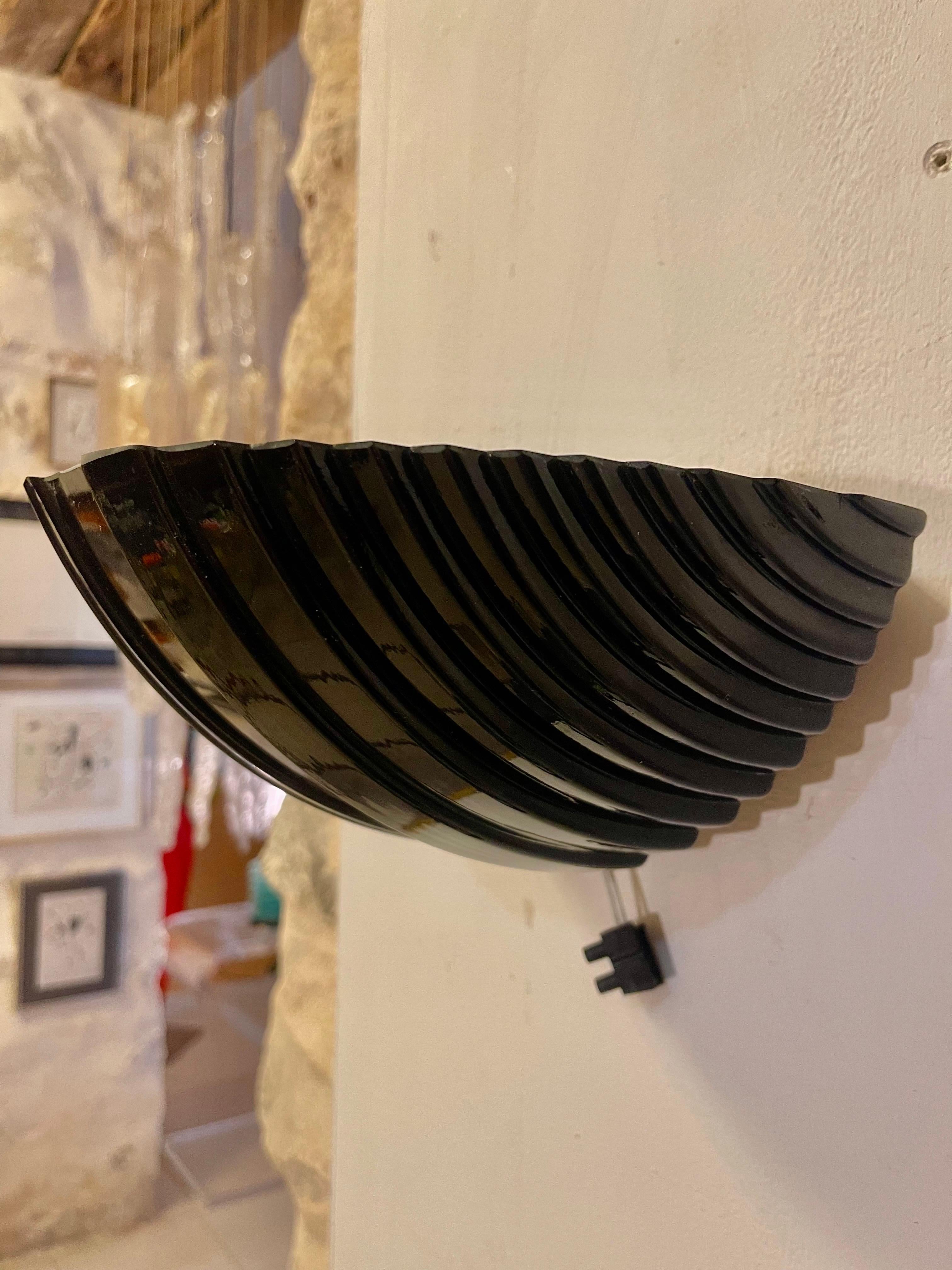 Murano negro Iluminación de pared de cristal de Vetri 6 unidades , Italia, década de 1990 Italiano en venta