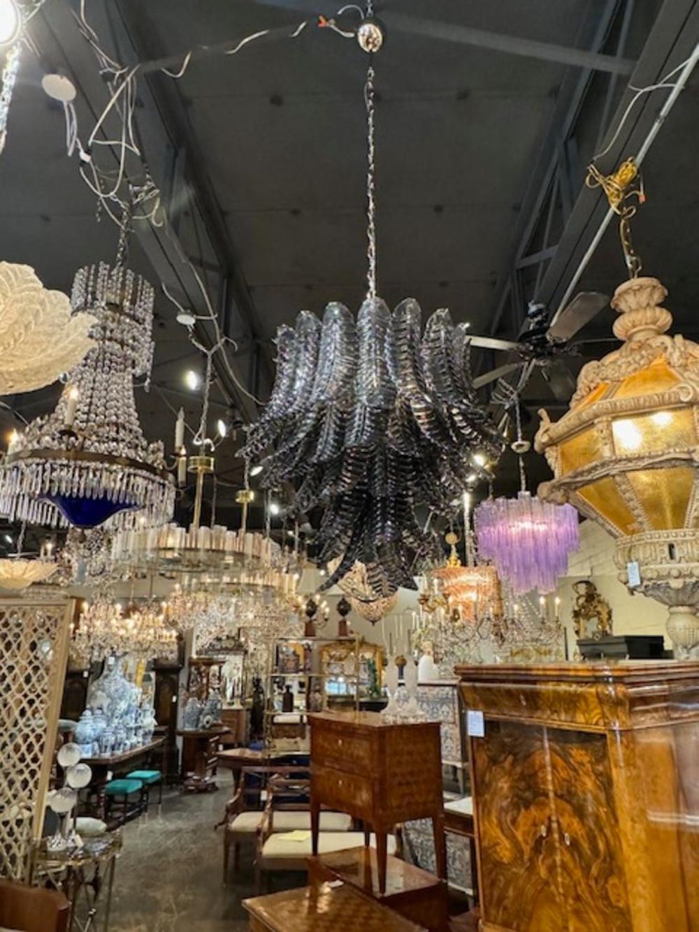 Lustre Murano en forme de palmier noir Bon état - En vente à Dallas, TX