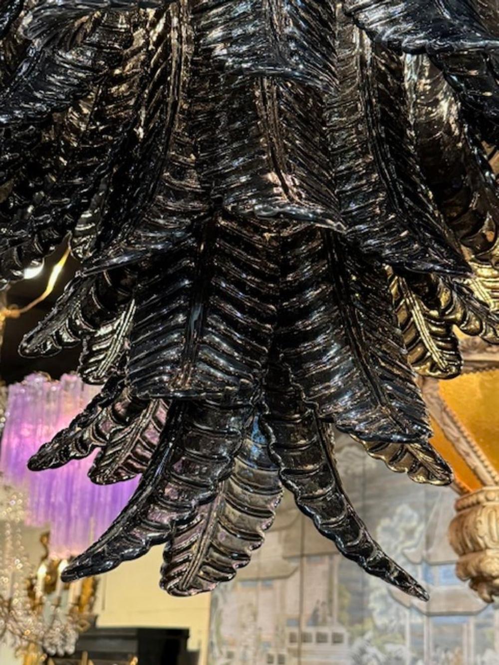 XXIe siècle et contemporain Lustre Murano en forme de palmier noir en vente