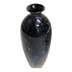 Murano Black Silver and Gold Art Glass Vase