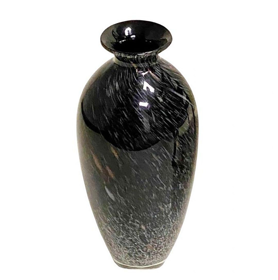 Murano Black Silver and Gold Art Glass Vase In Good Condition For Sale In Clearwater, FL