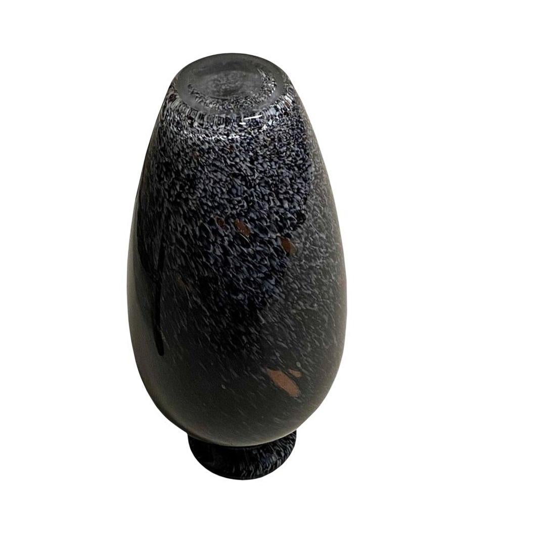 Murano Black Silver and Gold Art Glass Vase For Sale 1