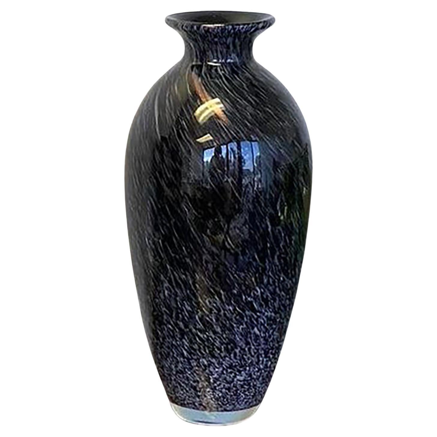 Murano Black Silver and Gold Art Glass Vase For Sale