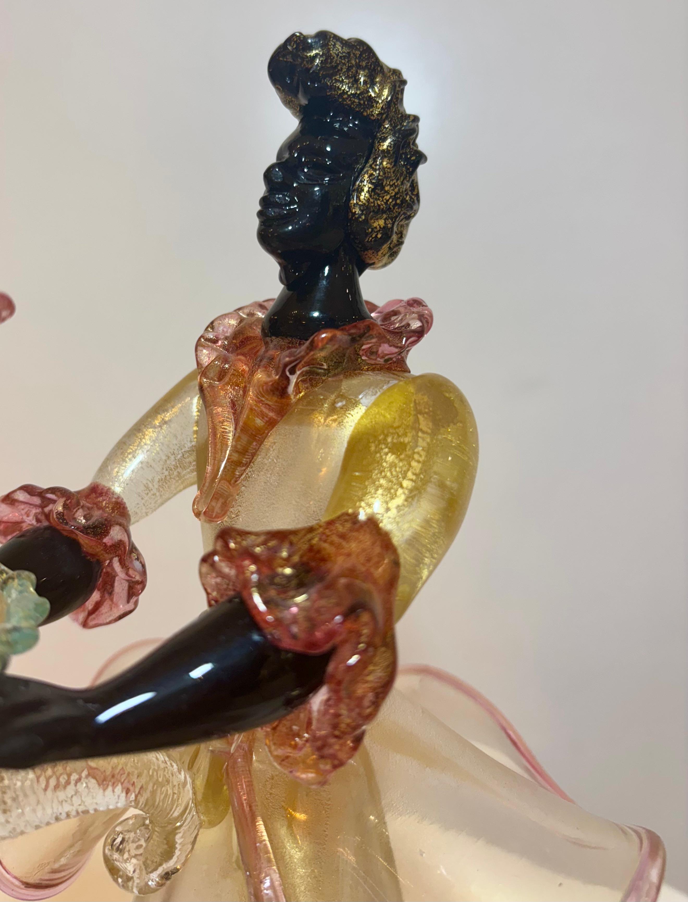 Murano Blackamoor Glass Candleholder, Attributed to Barovier & Toso For Sale 4
