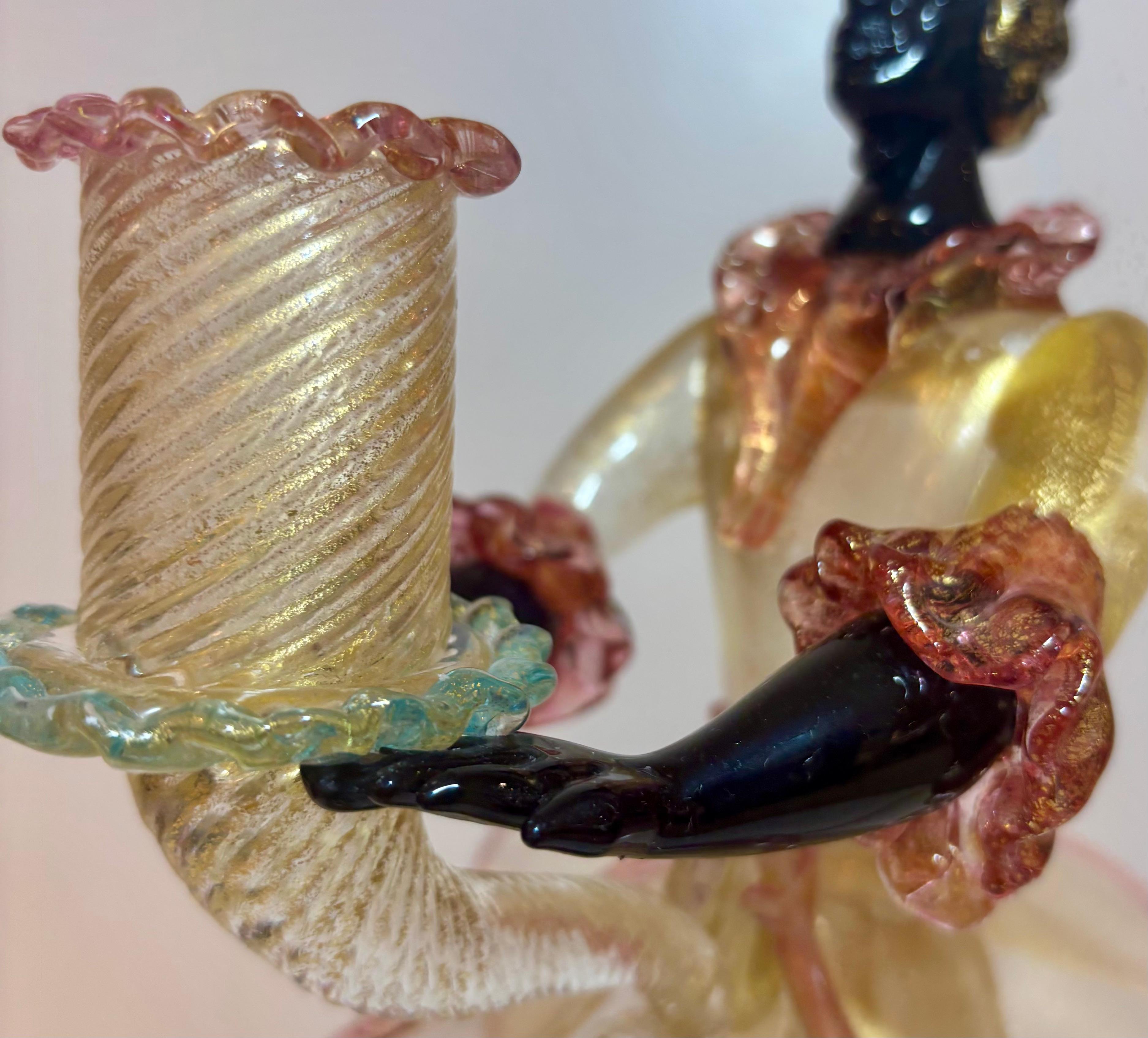 Murano Blackamoor Glass Candleholder, Attributed to Barovier & Toso For Sale 5