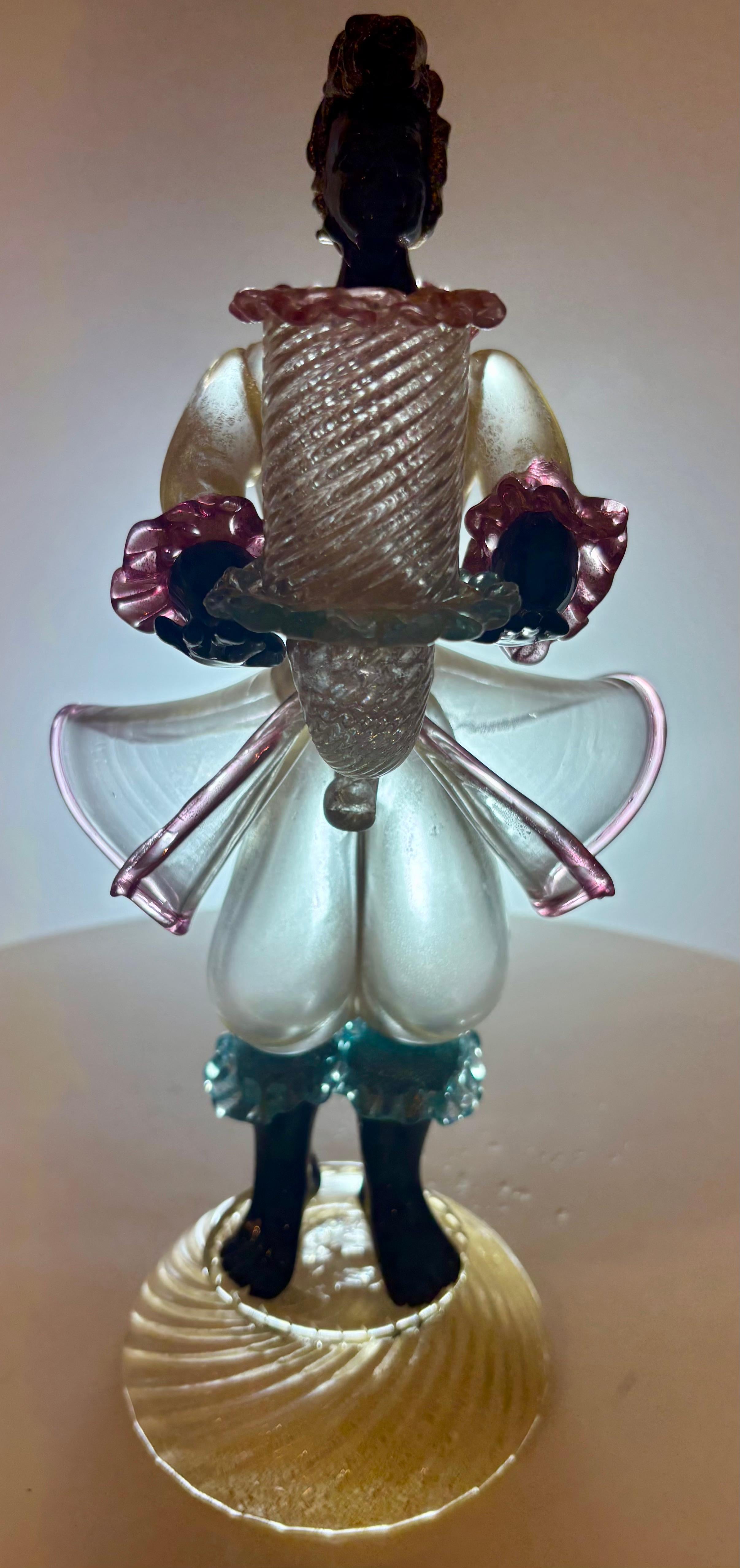 Murano Glass Murano Blackamoor Glass Candleholder, Attributed to Barovier & Toso For Sale
