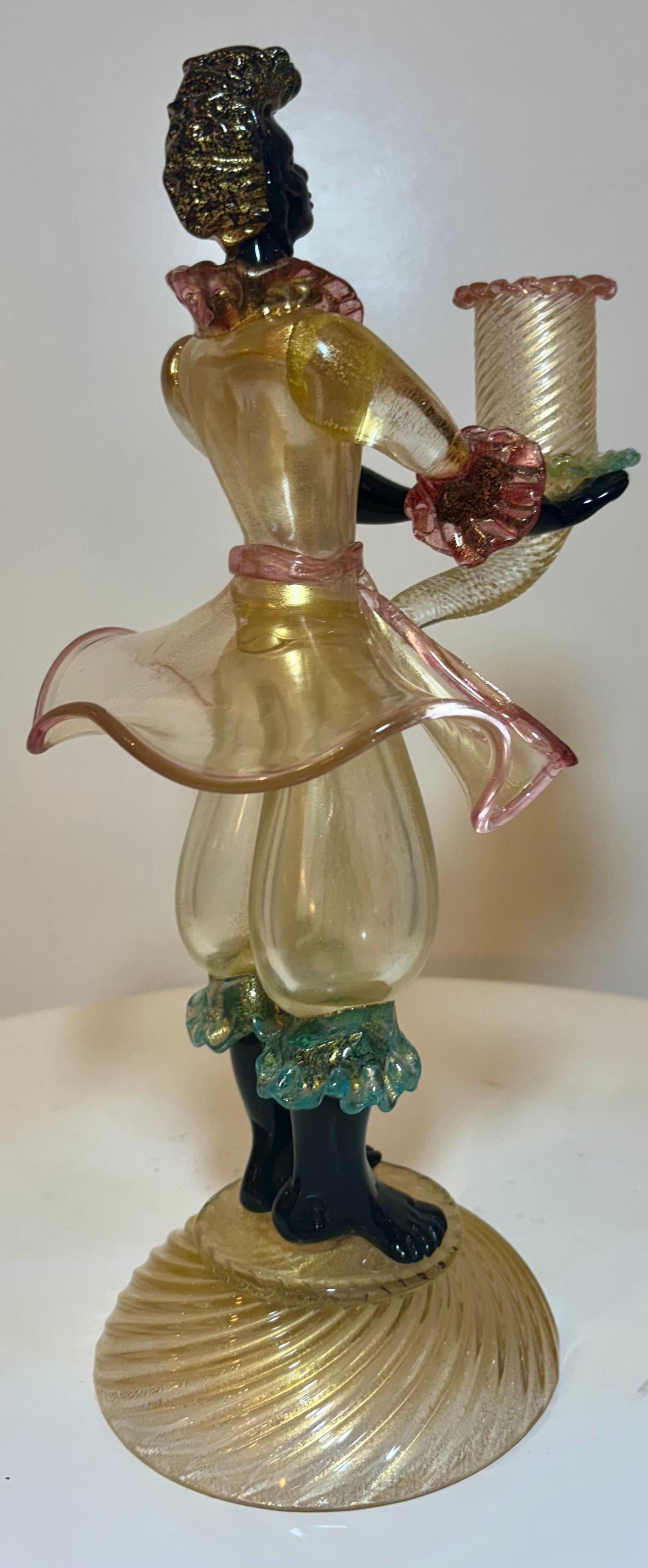 Murano Blackamoor Glass Candleholder, Attributed to Barovier & Toso For Sale 2