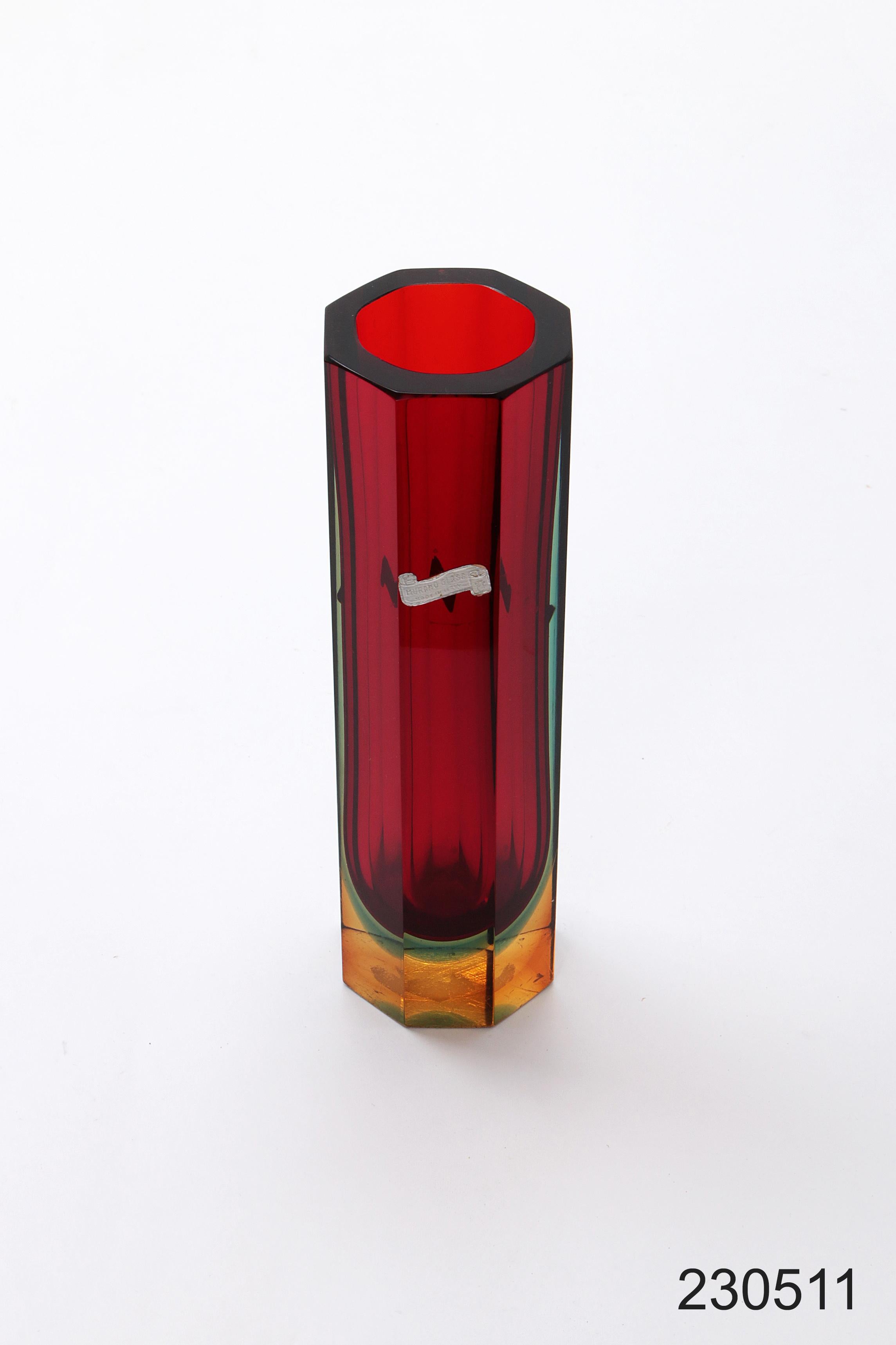Murano block vase von Flavio Poli modell 8-seitig rot grün blau gelb im Angebot 2