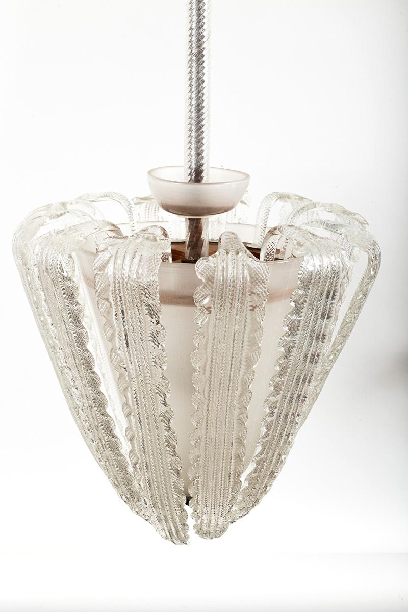 Farol de Murano Soplado con Hojas en Cascada, años 40 Metal en venta