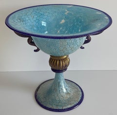 Murano Gambaro & Poggi Blown Glass Blue Millefiori Footed Bowl