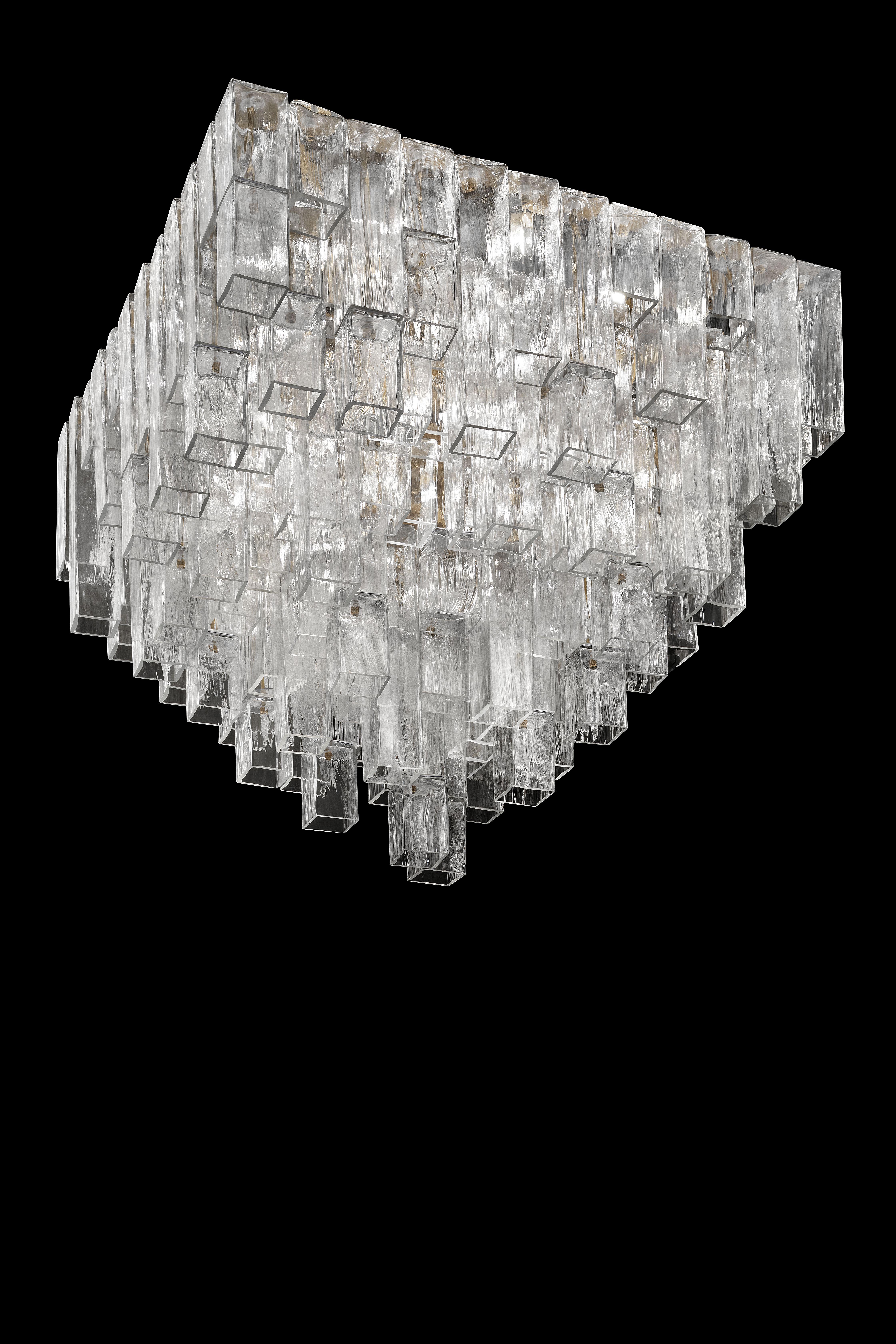 Italiano Lampada da soffitto in vetro di Murano, Trasparente, Impero in vendita