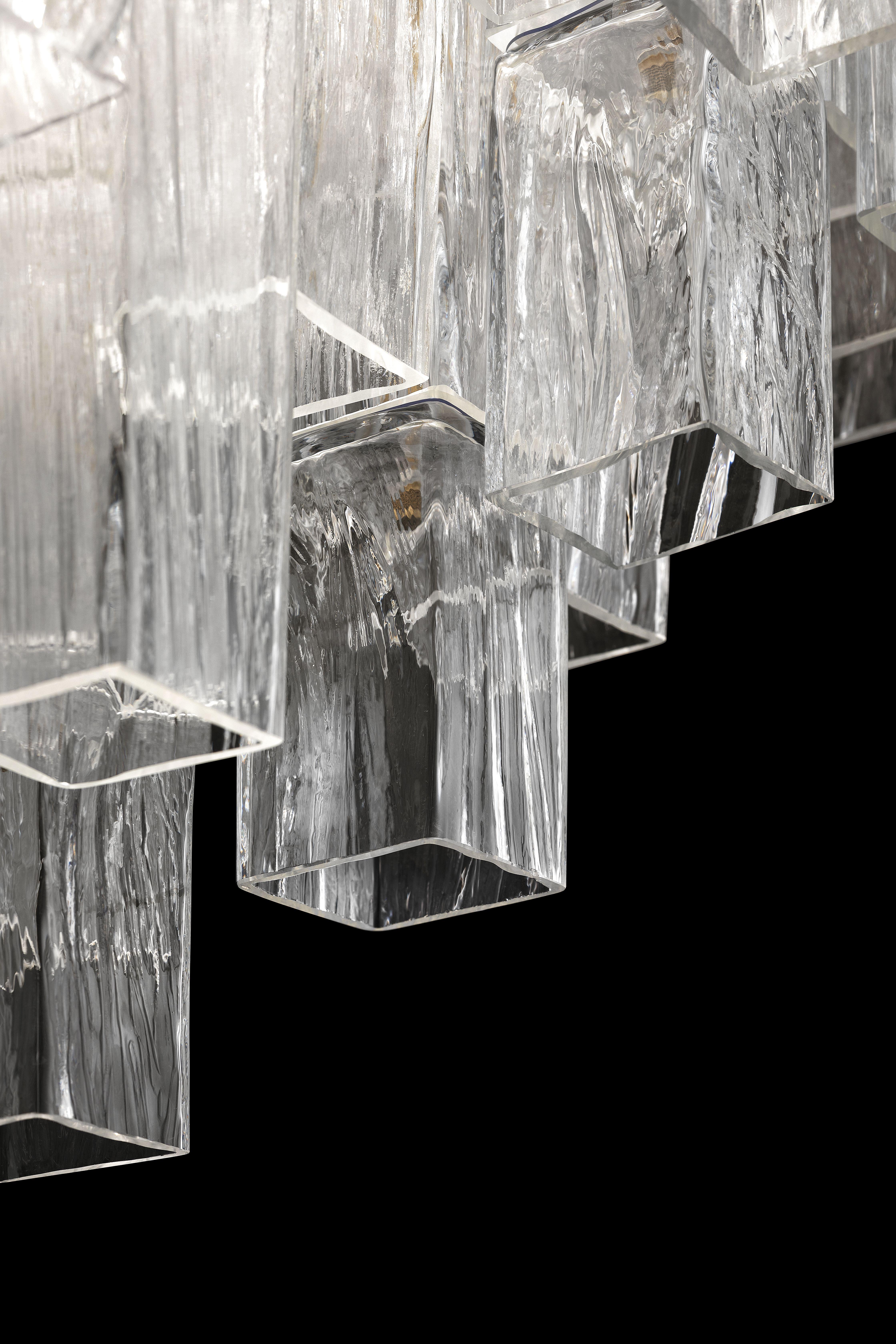 XXI secolo e contemporaneo Lampada da soffitto in vetro di Murano, Trasparente, Impero in vendita