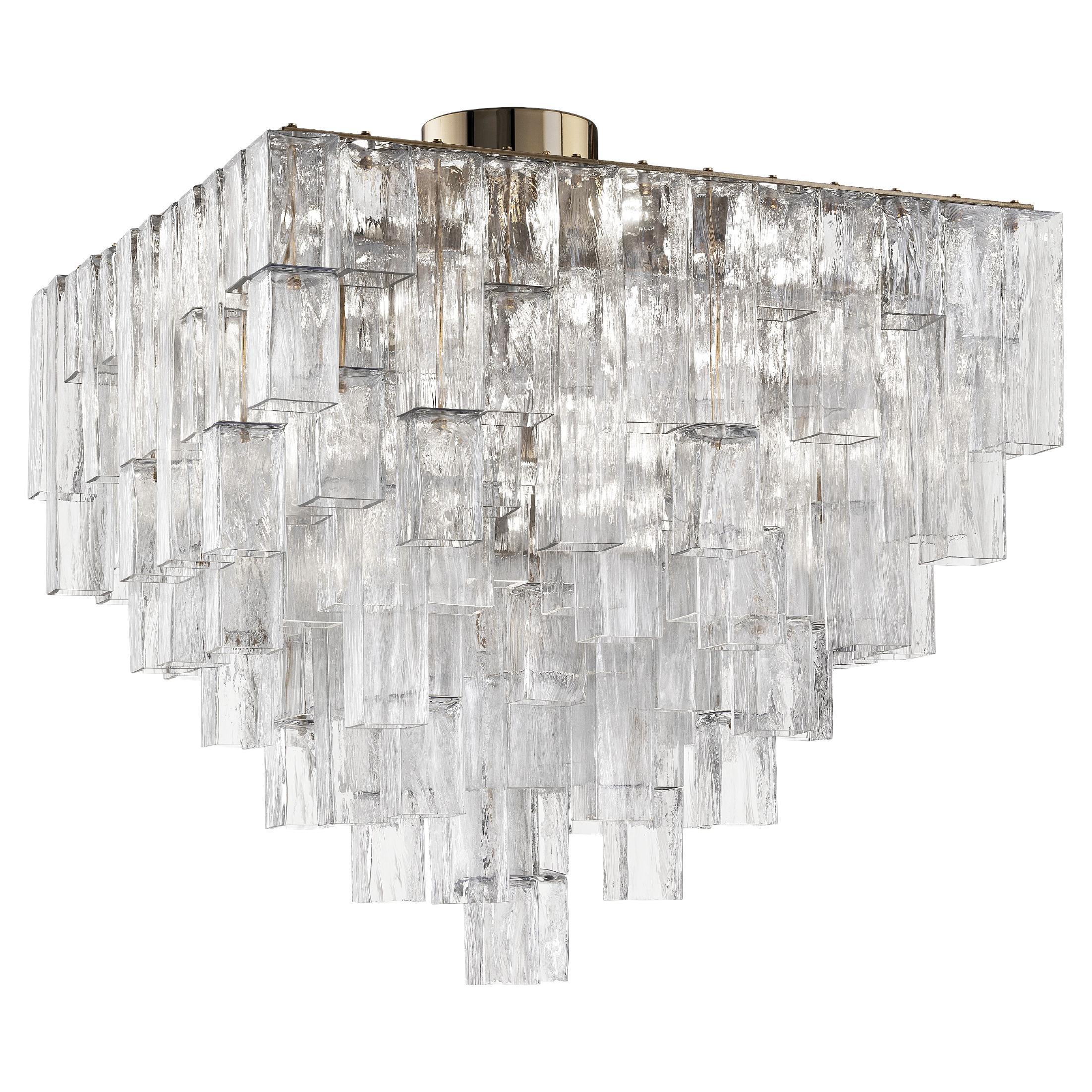 Murano Glass Ceiling Lamp, Transparent, Empire