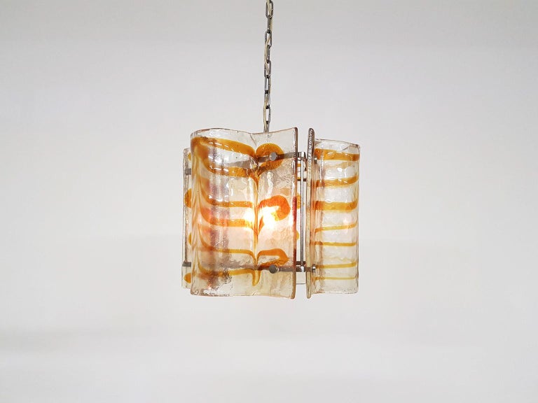 Italian Murano Blown Glass Chandelier Atributed to Carlo Nason for Mazegga, Italy, 1960s For Sale