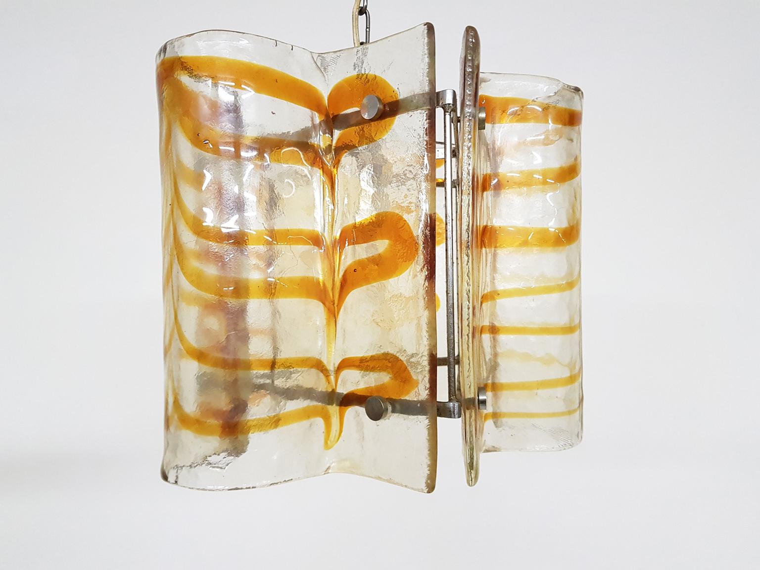 Verre brun Lustre en verre soufflé de Murano, Italie, années 1960 en vente