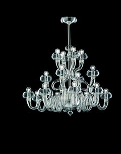 Murano blown Glass Chandelier,  Bissa Boba, Cadet Blue Venetian Crystal
