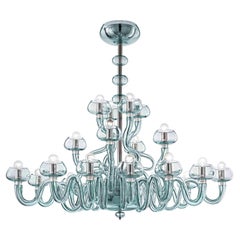 Murano blown Glass Chandelier,  Bissa Boba, Cadet Blue Venetian Crystal