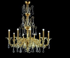 Murano blown Glass Chandelier, Black Venetian Crystal, by Barovier&Toso