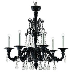 Murano blown Glass Chandelier, Black Venetian Crystal, by Barovier&Toso
