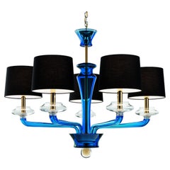 Murano blown Glass Chandelier, Bluastro Venetian Crystal