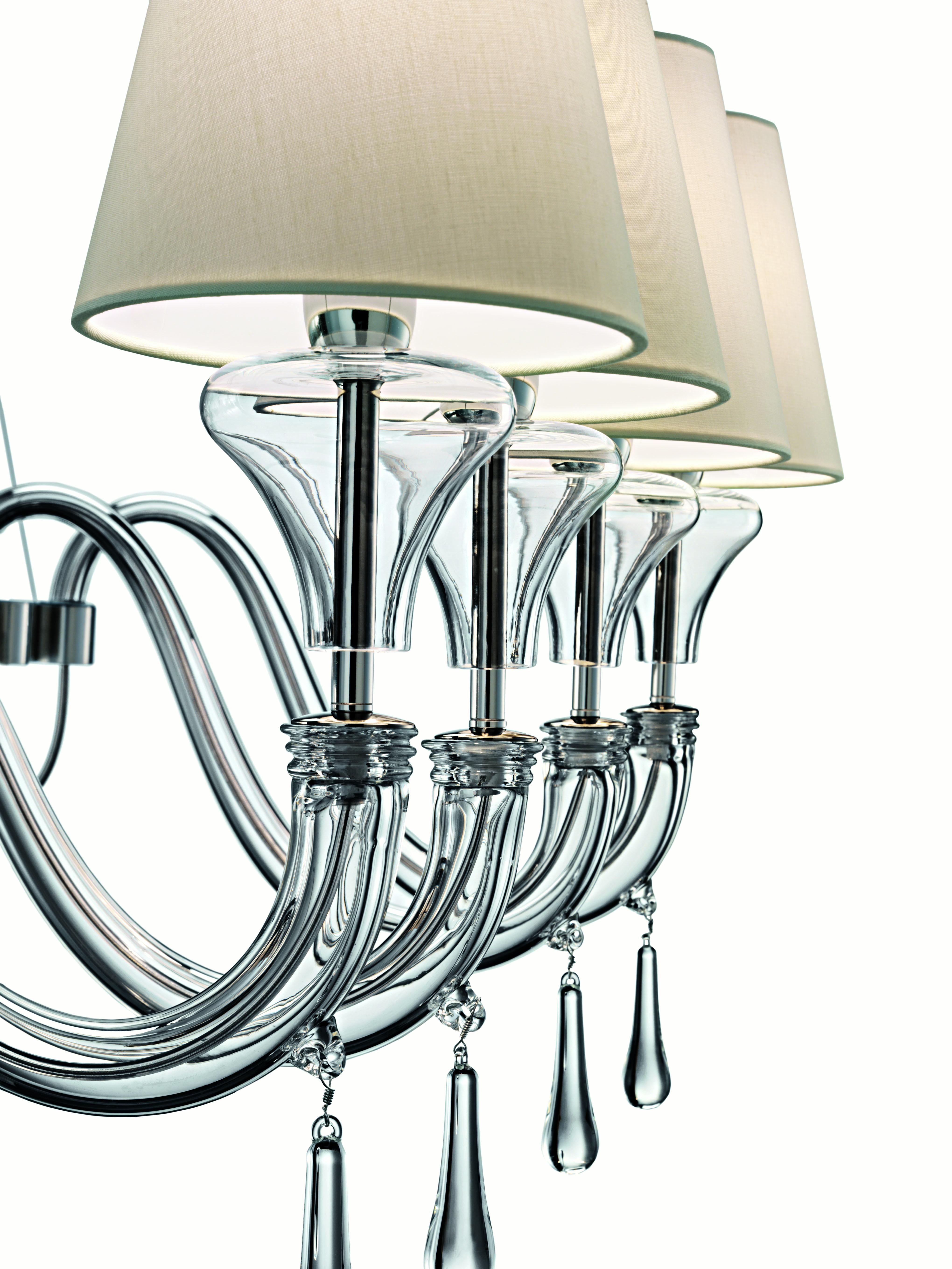 Italian Murano blown Glass Chandelier, Domo Maryland, Periwinkle Venetian Crystal For Sale