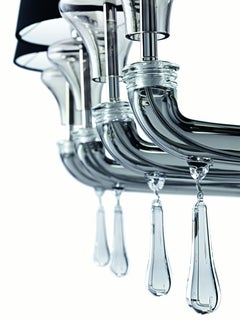 Murano Glass Chandelier, Grey Venetian Crystal, Domo Nevada