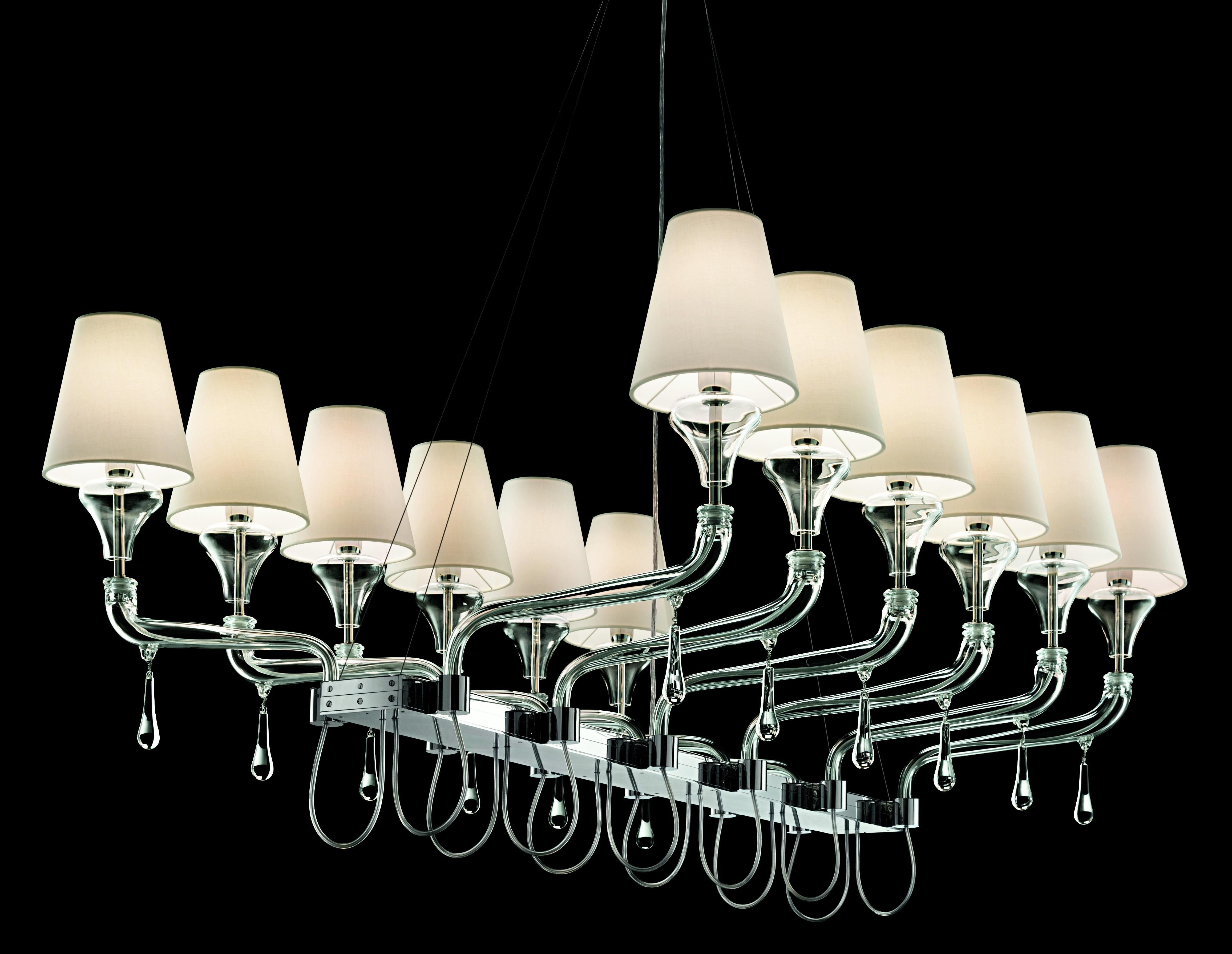 Italiano Lampadario in vetro di Murano, cristallo veneziano grigio, Domo Nevada in vendita