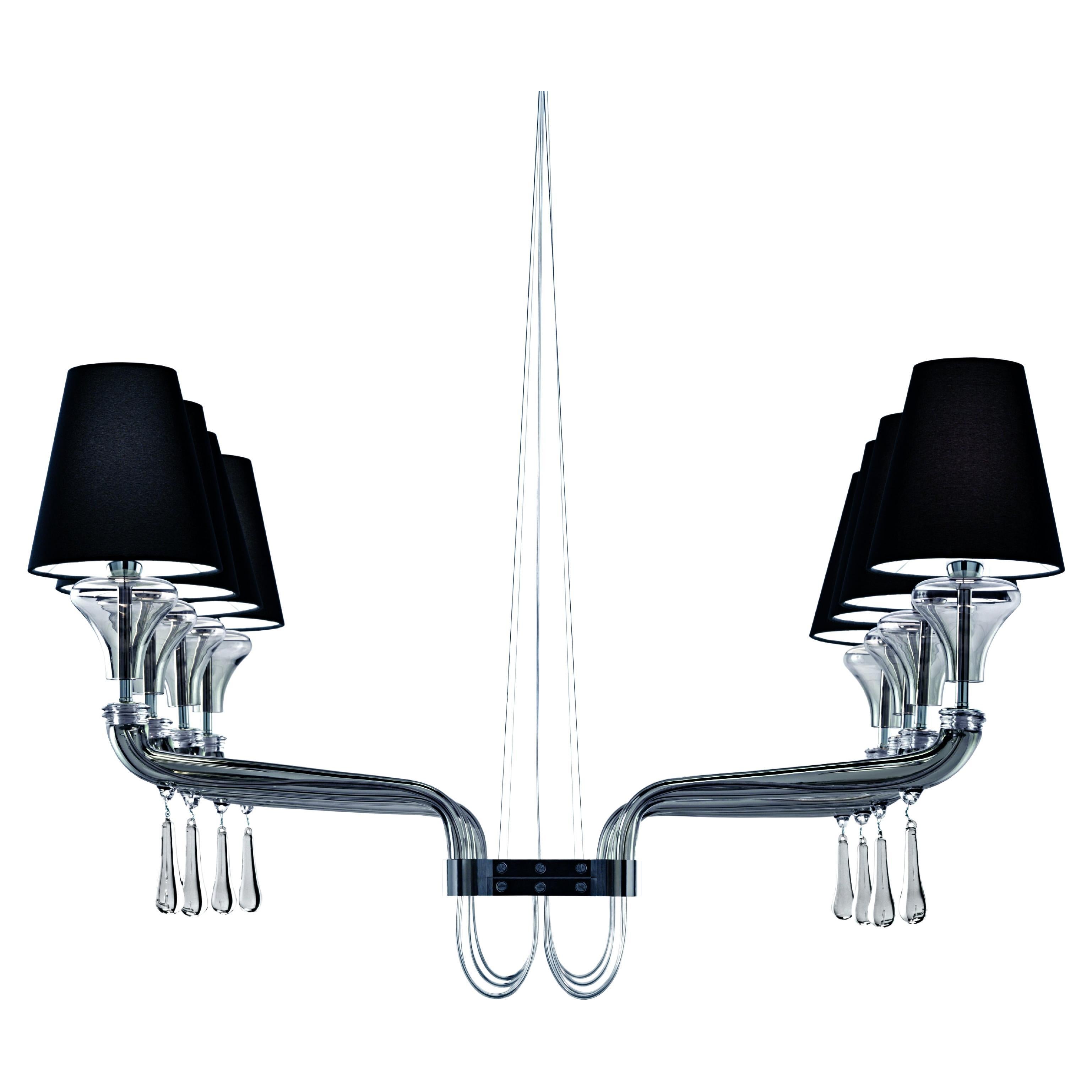 Murano Glass Chandelier, Grey Venetian Crystal, Domo Nevada