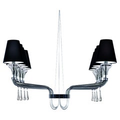 Murano Glass Chandelier, Grey Venetian Crystal, Domo Nevada