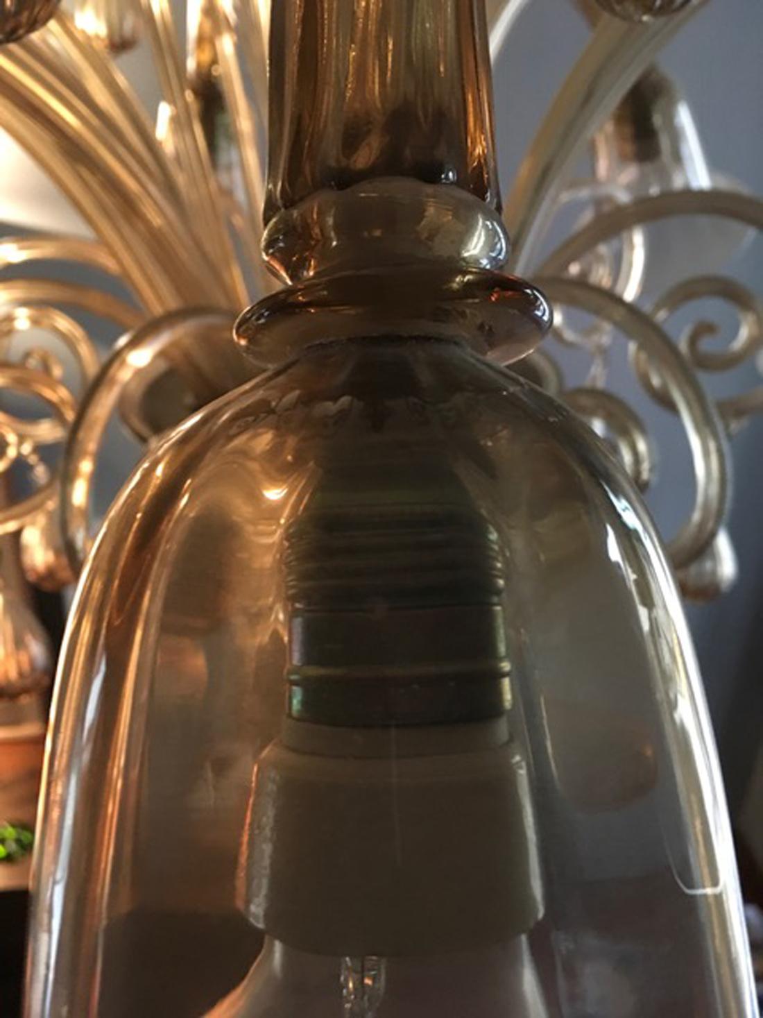 Italy 1960 Murano Venezia Blown Glass Chandelier 8 Lights For Sale 8